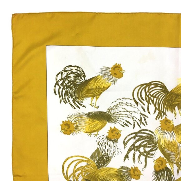 743185O Hermes Scarf Jeune Coqs Carre 90 Multicolor Silk 100% - Picture 8 of 9